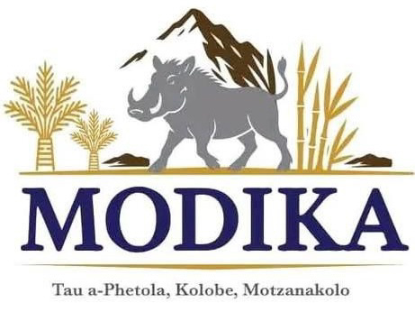 Modika royal house logo with warthog, mountain, grain and reeds
