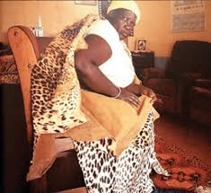 Rain Queen Mokope Modjadji V seated in leopard-skin royal dress